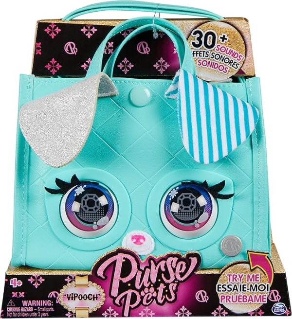 Purse Pets Borsetta Tote Perfect in Versione Cagnolino | Borsetta interattiva per Bambina con Oltre 30 Suoni e reazioni, Giocattoli per Bambine dai 4 Anni in su